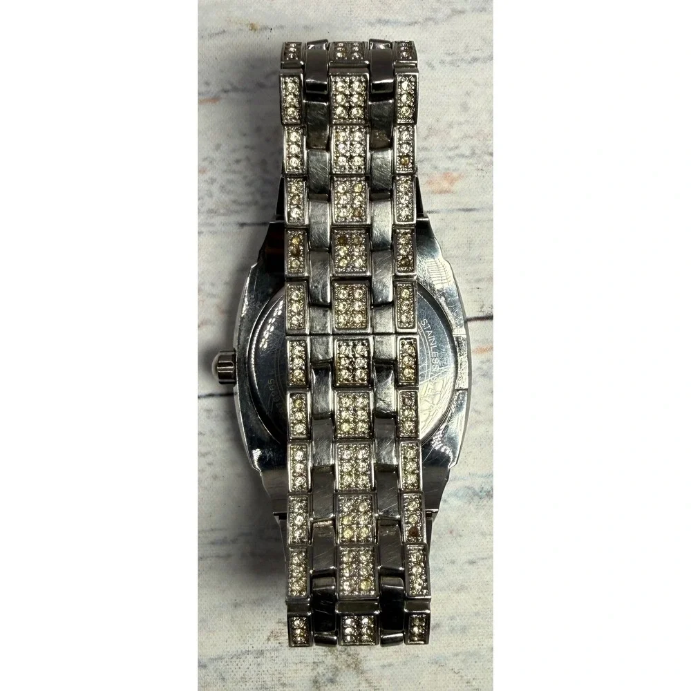 Bulova 96C002 Men's Phantom‎ Crystal Pave Stainless Steel Watch NEEDS A NEW BATT